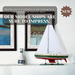 Wooden Yacht Display – Omega 45 Inch Sailboat Model – Home Decor