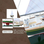 Handcrafted Omega Yacht – 45 Inch Wooden Ship Model – Nautical Accent