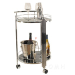 Rolling Serving Cart – Chrome Frame with Opaque Glass Shelves – 30