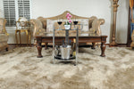 Chrome Round Trolley – Serving Cart with Bottle Holders – 2-Tier – 30
