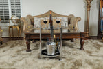 Modern Bar Cart – Round Glass Shelf Trolley with Wheels – 30