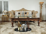 Compact Bar Cart – Chrome and Wood Frame with Glass Shelves – 27.375