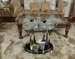 2-Tier Serving Cart – Glass Shelves with Chrome Trim – 27.375