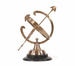 14.25-Inch Decorative Armillary – Roman Numeral Ring – Brass and Wood