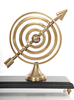 Brass Finish Armillary, Clock & Globe Set – 10.75 Inch Wooden Base