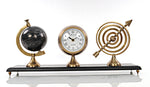 10.75 Inch Armillary Sphere with Clock & Globe – Brass Finish