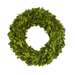 Nearly Natural 14-inch preserved boxwood wreath in green