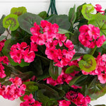 UV-resistant pink faux geranium flowers for indoor and outdoor décor