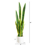 Nearly Natural decorative snake plant for desks and bathroom vanities.