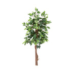 Artificial potted plant with green leaves on a white background