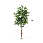 Artificial potted plant with dimensions labeled on a white background