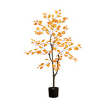Artificial potted tree with orange leaves on a white background