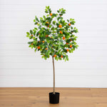 Nearly Natural 5 Foot Artificial Citrus Tree with Decorative Tangerines and Green Leaves