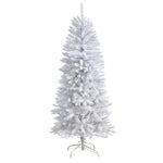 White artificial Christmas tree on a white background