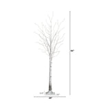 A tall artificial bare tree with a light gray trunk and branching limbs, shown on a white background with dimension labels indicating 84 inches height, 29 inches width, 10 inches base width, and 3.5 inches trunk depth.