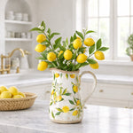 Nearly Natural 7.5-inch ceramic lemon print jug vase