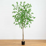 Nearly Natural 8' Artificial Maple Tree with Lush Green Leaves and Brown Branches