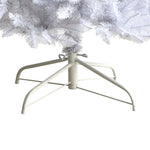 White Christmas tree stand with a white artificial Christmas tree on a white background