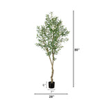 Tall faux olive tree with realistic branches and olive accents