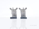 Decorative Rhino Bookends – 8 Inch Height – Set of 2 Resin Animal Head Holders