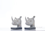 Rustic Style Rhino Head Bookends – 8 Inch Height – Set of 2 Decorative Pieces