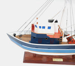 Wooden La Confiance Model – White and Blue Fishing Vessel Display – 21 Inch Tall