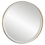 Brass Frame Round Wall Mirror with Adjustable Brightness