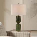 Shapely Ceramic Table Lamp with White Drum Shade