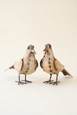 Recycled Metal Dove Figures Set of Two Sculptural Decor Accent Brand