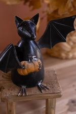 Recycled Metal Bat 10 in Pumpkin Design Halloween Sculptural Accent Brand