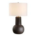 Rustic Bronze Ceramic Table Lamp with Linen Shade