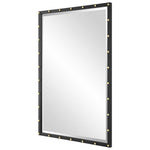 Urban Industrial Mirror – Beveled Glass with Gold Accents, 24” x 35.875”