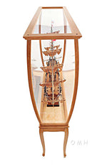 Display Case for Ship Models – Clear Wood Finish – 69in Tall – Full Plexiglass Sides