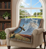 Old Rugged Cross Woven Throw – 100% Cotton Faith-Based Blanket