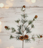Christmas Frosted Pine Spray with Pinecones Set of 6