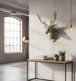 Recycled Wood Deer Head Wall Hanging – Whitewashed Rustic Décor – 20x13x8.75 inch