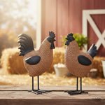 Decorative hen and rooster tabletop accents