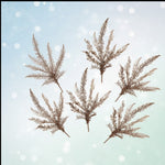 Icy Winter Fern Spray – Frosted Brown and White Stem – Set of 6