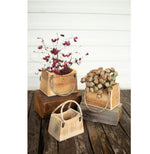 Distressed Recycled Wood Planters – 8x5x6.5 Inch – Rustic Hand Bag Style