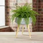 Grey Planter Bowl with Wooden Legs