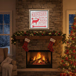 Reindeer Rides Holiday Square Sign 15.75 Inch Height Red White Wall Decor Melrose
