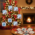 Christmas Hanging Ornament Set 12 Square Decorations