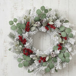 Christmas Flocked Pine and Berry Wreath