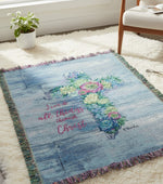 50x60 Inch Cotton Throw Blanket – Succulent Cross Religious Tapestry