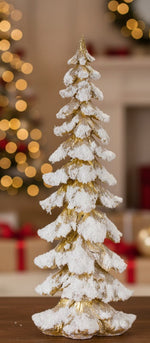 Gold Resin Holiday Pine Tree – Snow-Finished 26