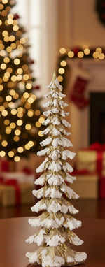 Luxurious Gold and White Flocked Pine Tree – 34.5