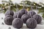 Yarn Wrapped Holiday Ornaments – Set of 12 Decorative Balls