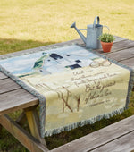 Rustic Sheffield Farms Throw 50x60 Inch – Cotton Woven Blanket With Verse