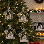 Christmas Nativity Ornament Set of 4 – Clear Acrylic Holiday Décor