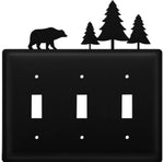 Triple Switch Cover – Wrought Iron Bear and Pine Decorative Plate